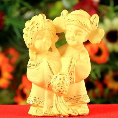 传承中式喜庆之美——玫锦饰琳24k黄金/绒沙金工艺礼品摆件